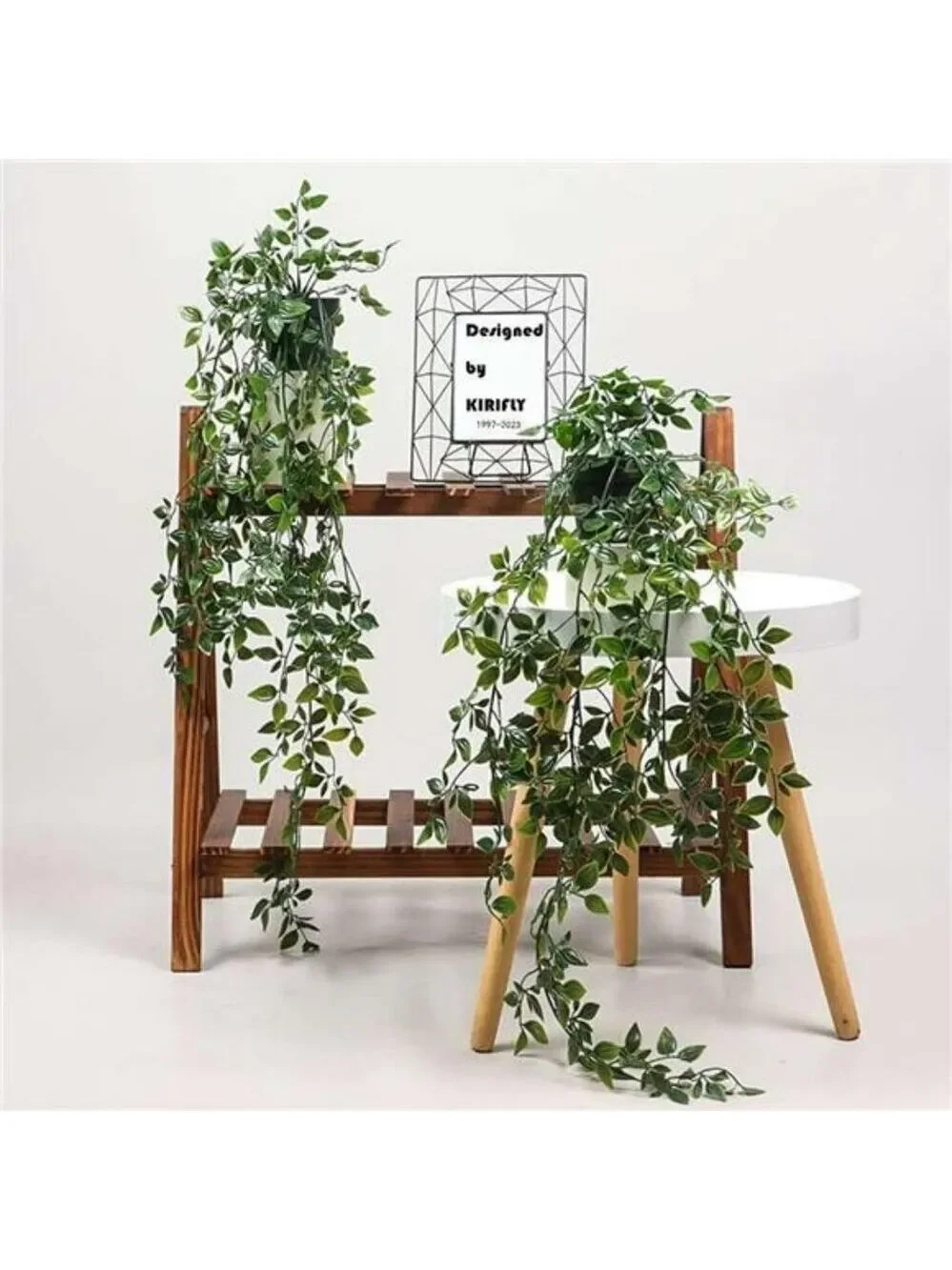 Set of 3 artificial hanging plants faux eucalyptus greenery indoor home decor